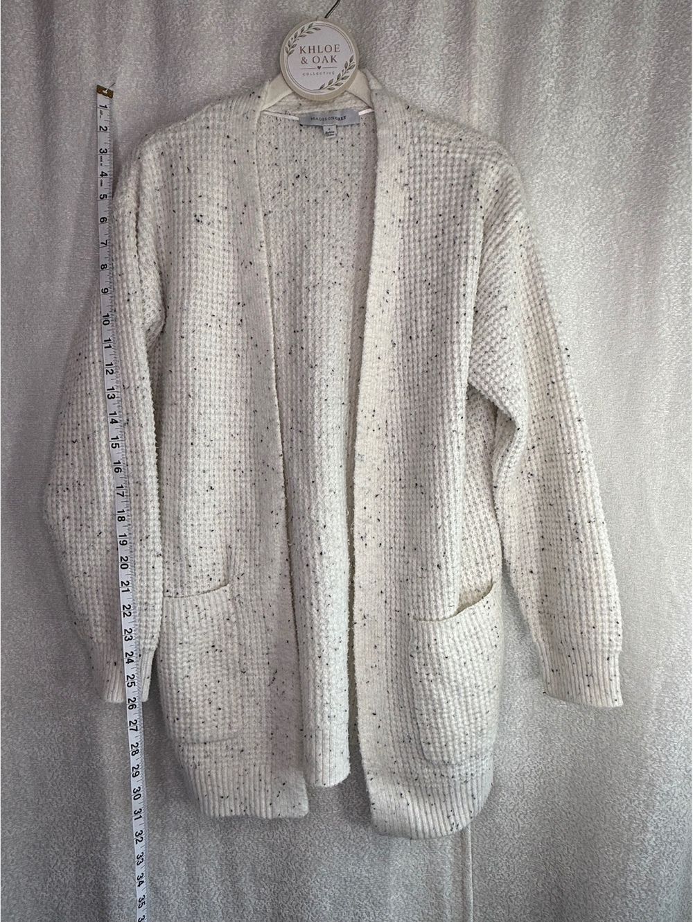 Madison Grey Speckled Knit Cardigan Sweater Size Small